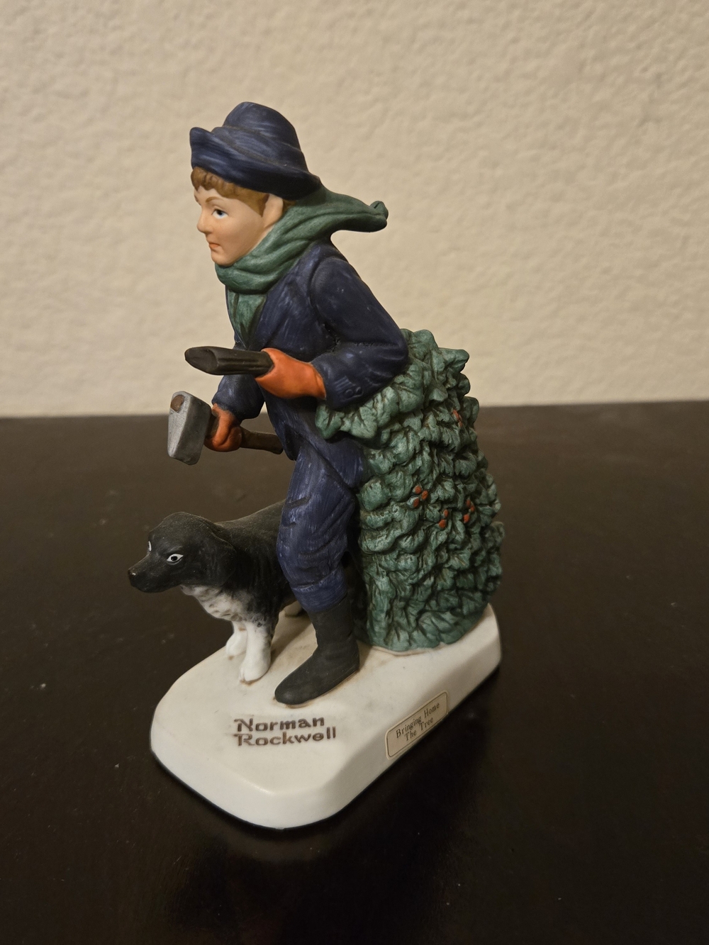Norman Rockwell Boy with Tree Figurine - Blue & Green Home Accent